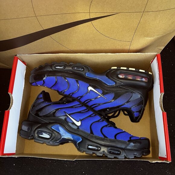 NEW Nike Air Max Plus Premium Black Racer Blue FQ7331-001 Men Size 10 main image 2